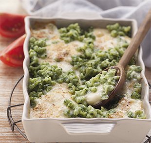 Grüne Spätzle mit Hofhartkäse