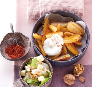 Rüben-Wedges und Birnen-Sellerie-Salat